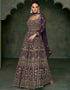 Traditional Function Wear Readymade Real Gerogette Suit Collection Purple Real Gerogette Gown Front View